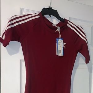 Burgundy Adidas three stripes dress never worn- XS